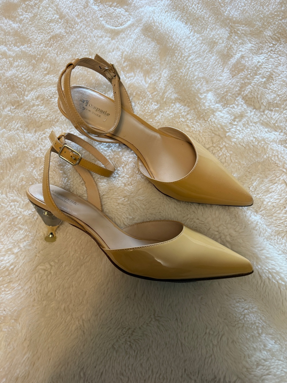 kate spade Patent Pointed-Toe Ankle Strap Pumps in Nude NWOT